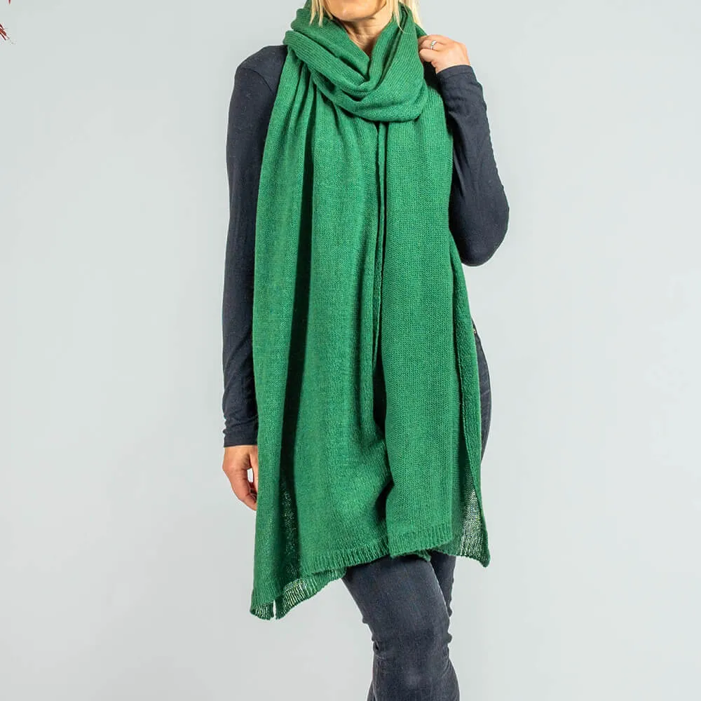 Oversized Fern Green Cashmere Knit Scarf