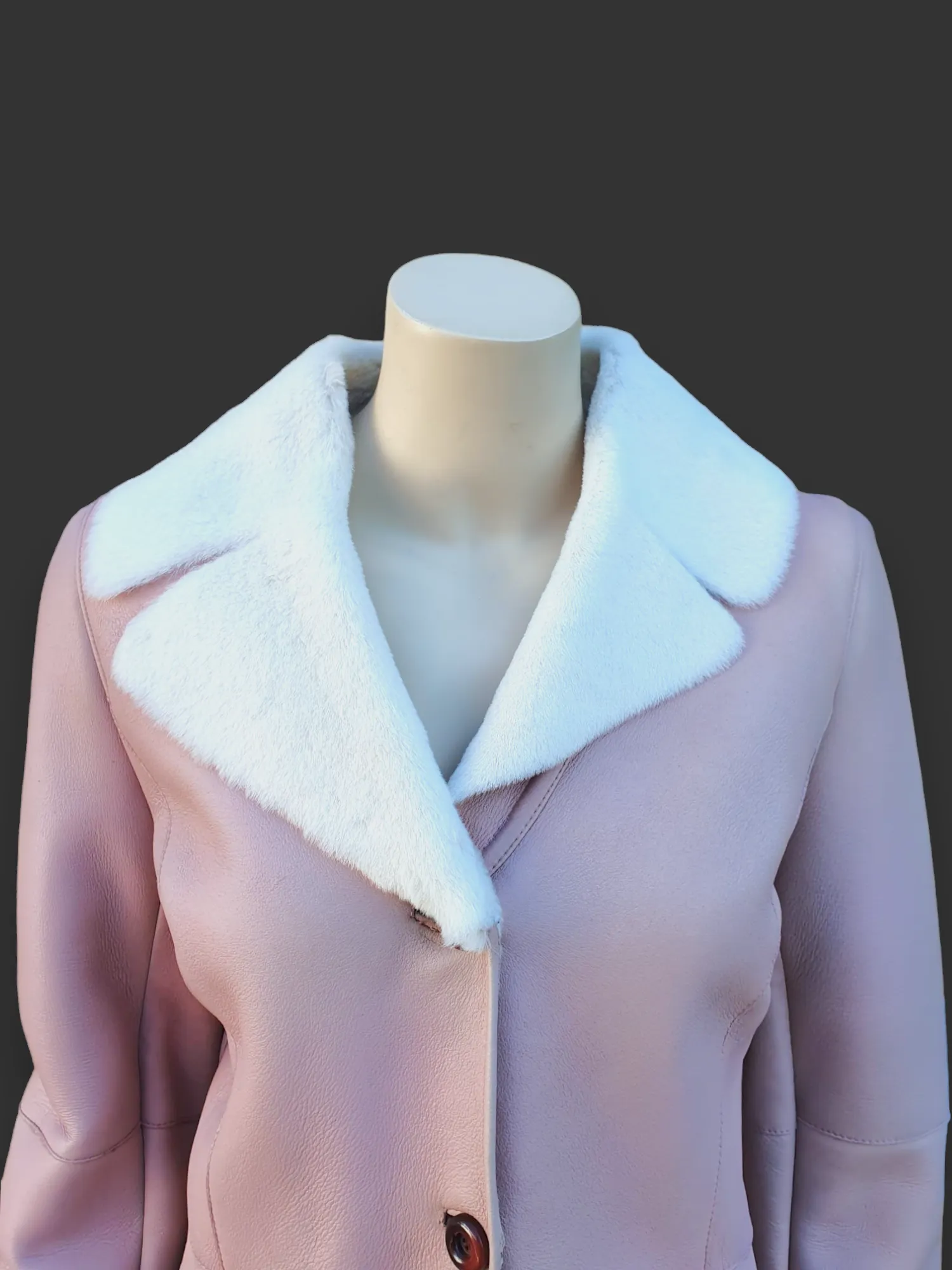 Pink Womens Merino Shearling Jacket -Size 40