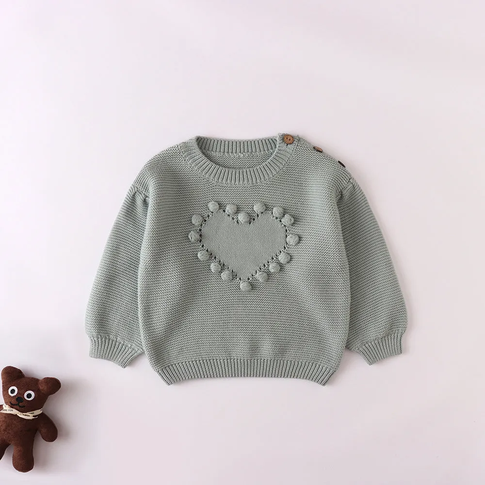 Pom Pom Heart Knit Pullover