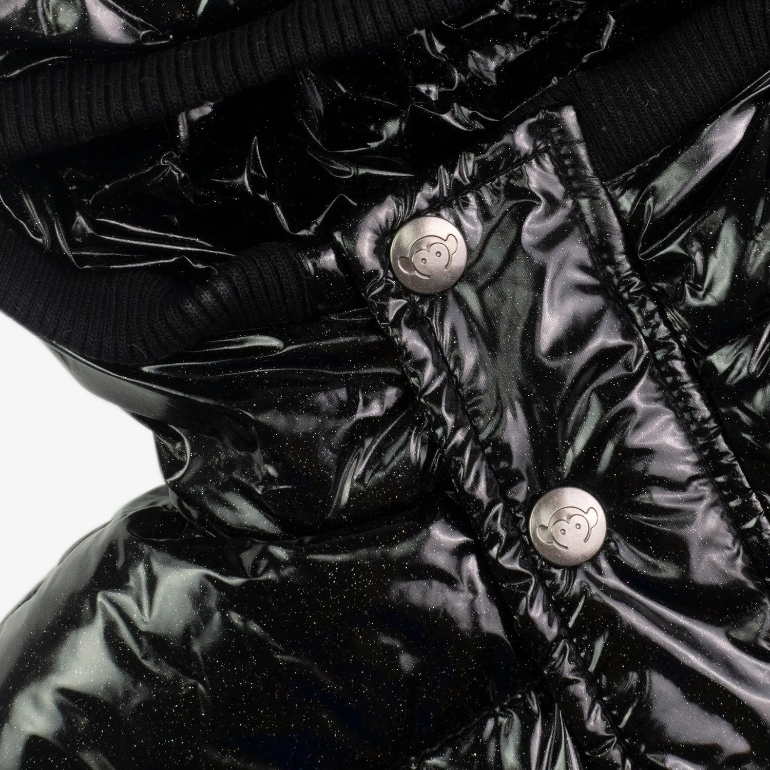 Puffy Coat | Black Glitter