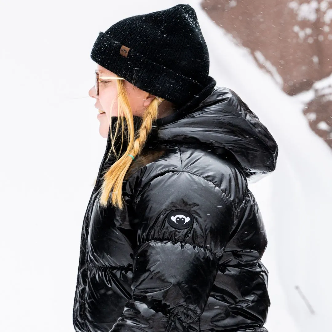 Puffy Coat | Black Glitter