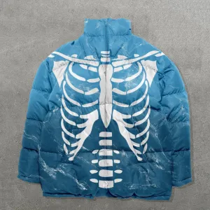 Rib Printed Long Sleeve Winter Warm Down Jacket