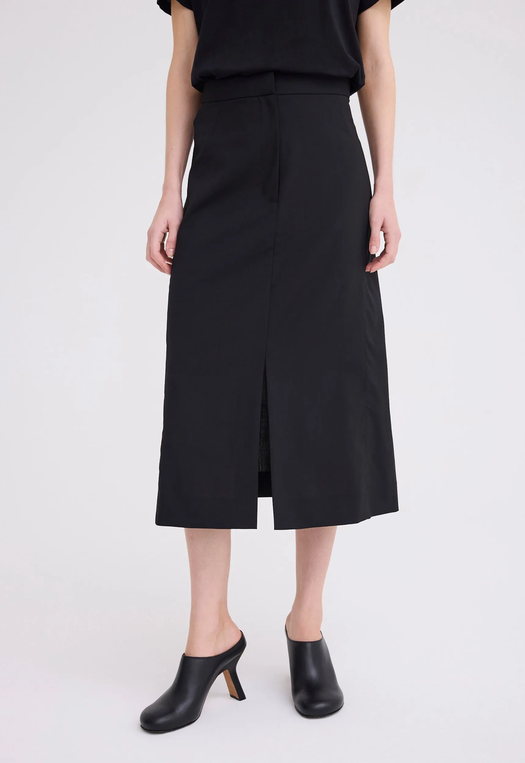 Ridley Wool Midi Skirt - Black