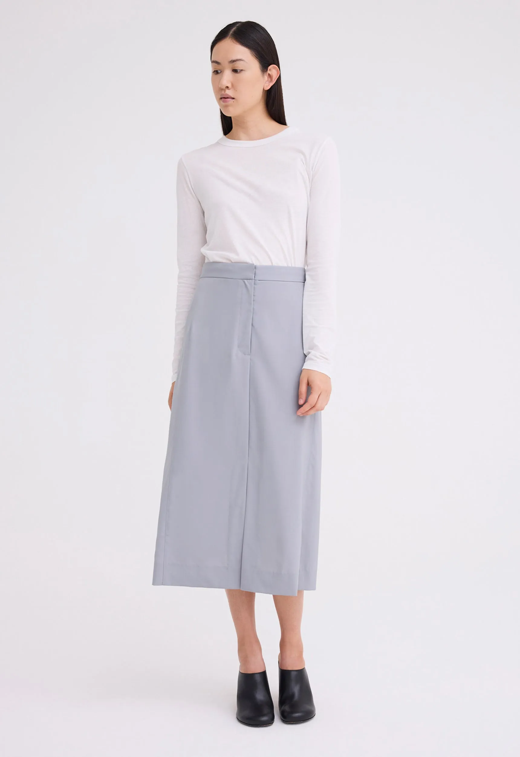 Ridley Wool Midi Skirt - Oxide Grey