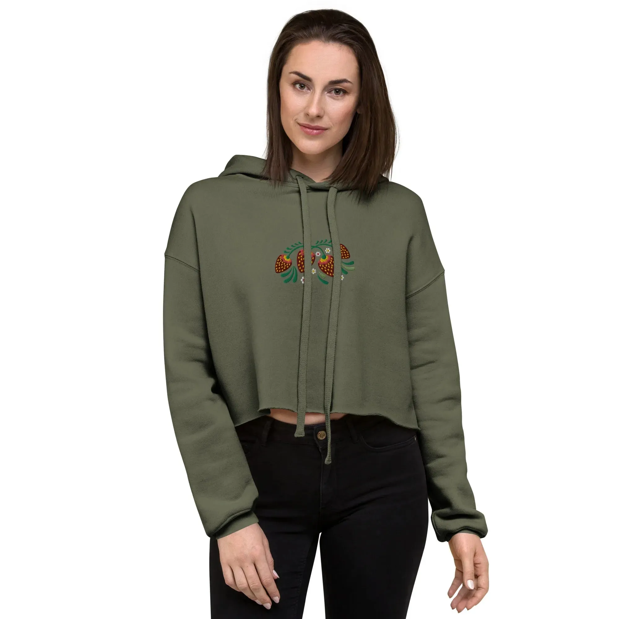 Russian Khokhloma Embroidered Cropped Hoodie