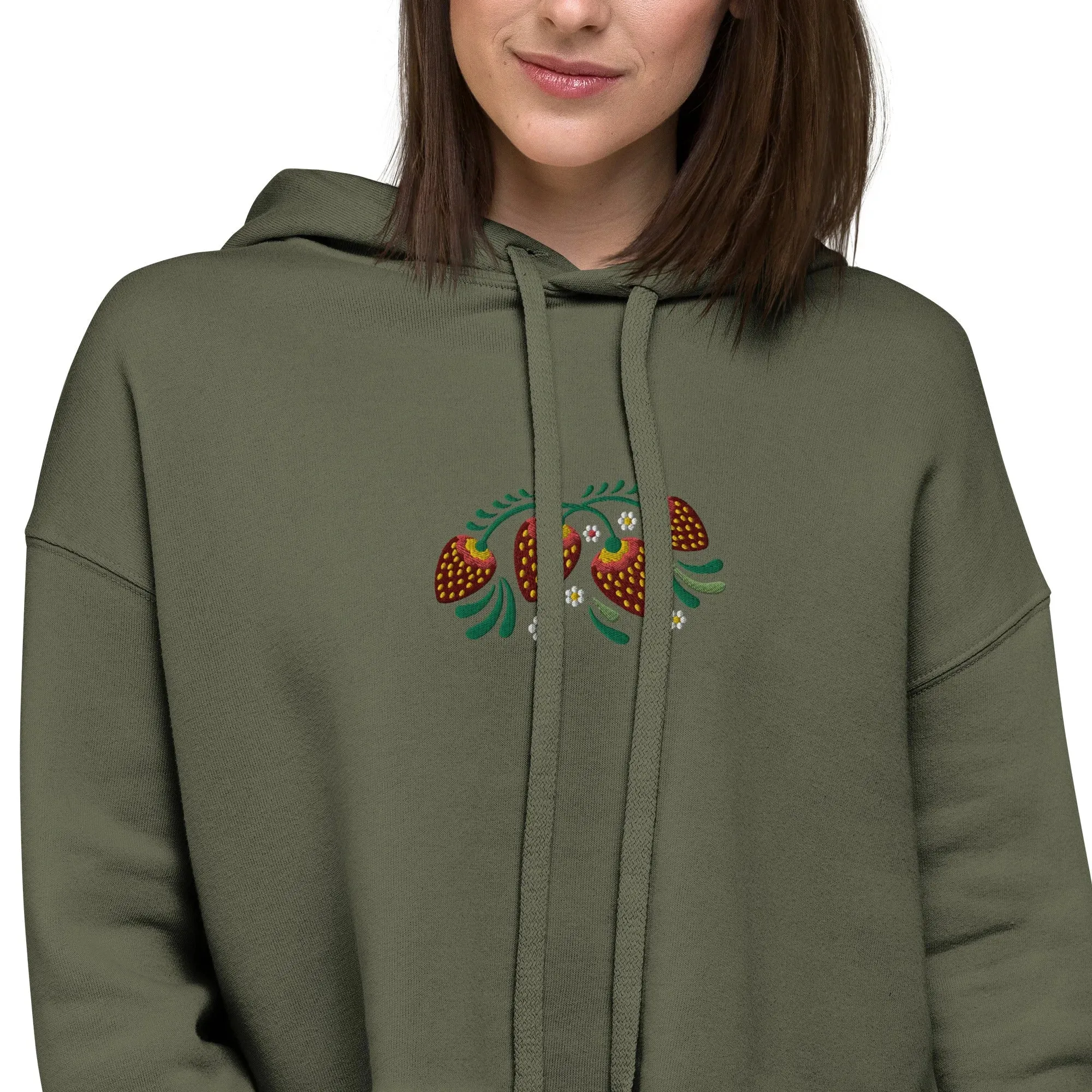 Russian Khokhloma Embroidered Cropped Hoodie