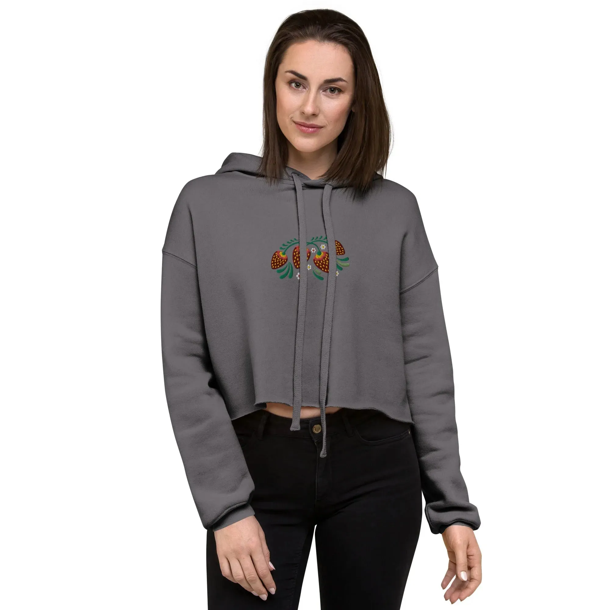 Russian Khokhloma Embroidered Cropped Hoodie