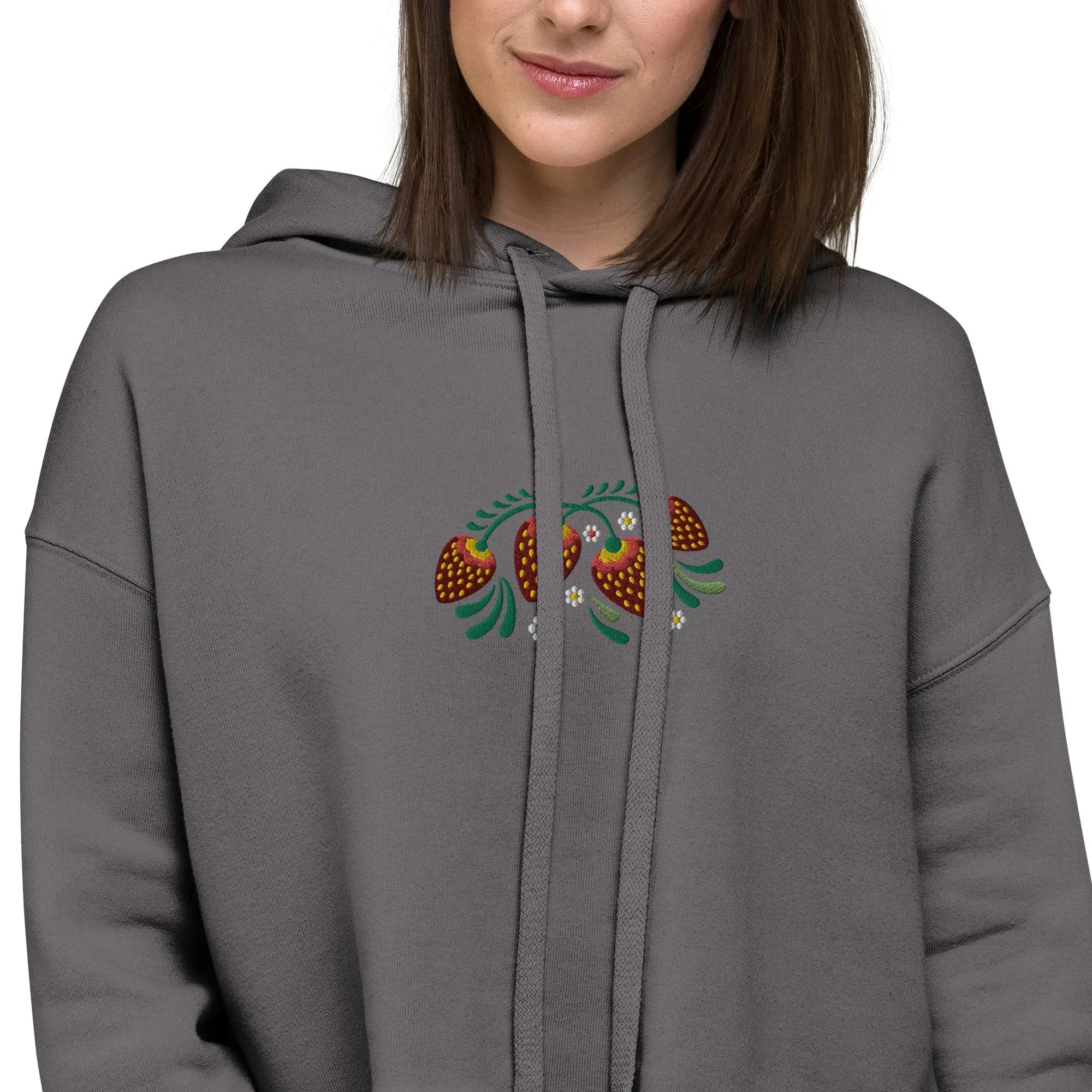 Russian Khokhloma Embroidered Cropped Hoodie