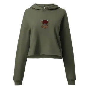 Scottish Highland Cow Embroidered Cropped Hoodie