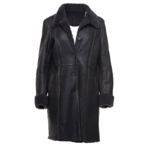 Shaunna's buttoned 3/4 length shearling coat For Women