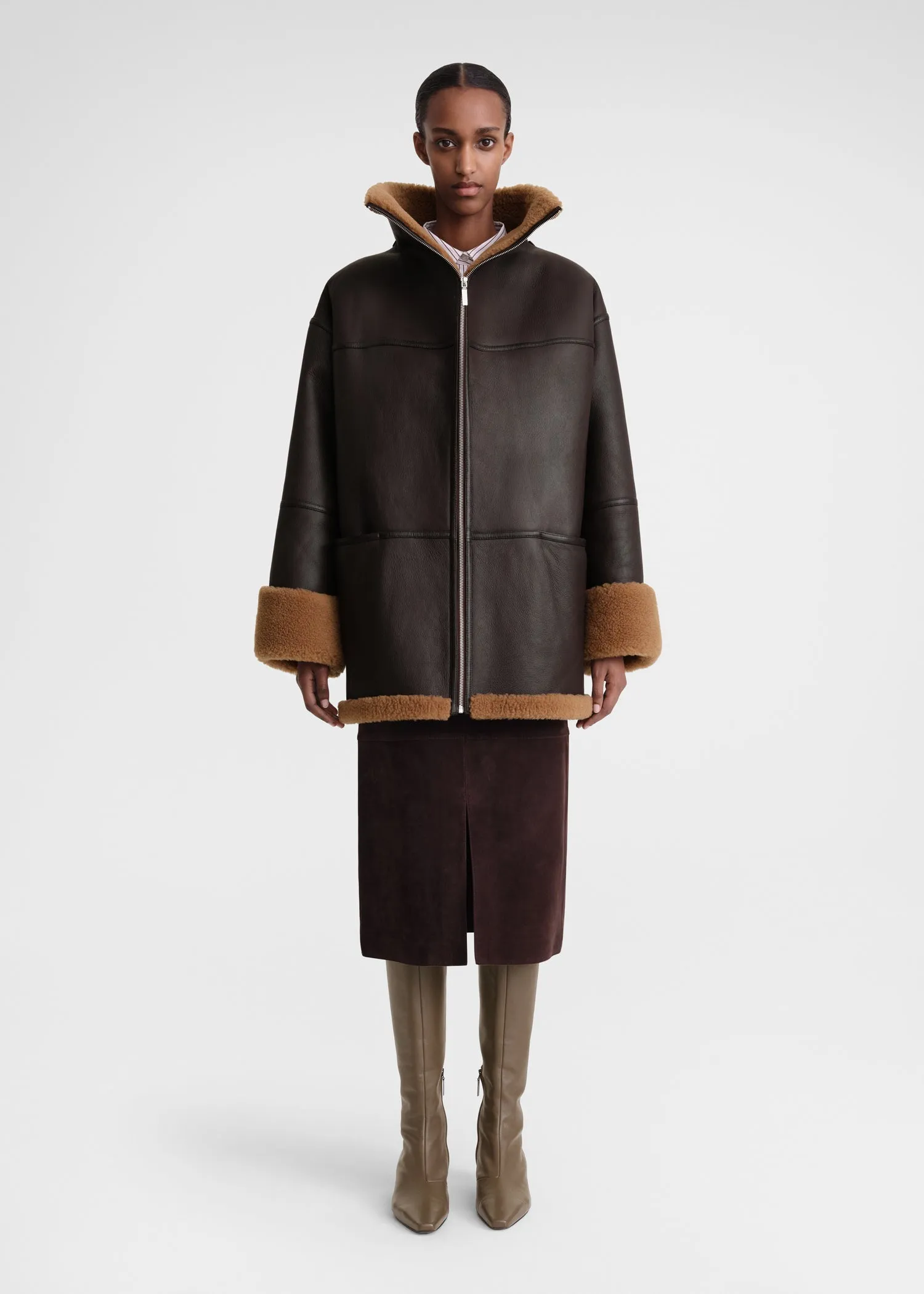 Signature shearling jacket chocolate