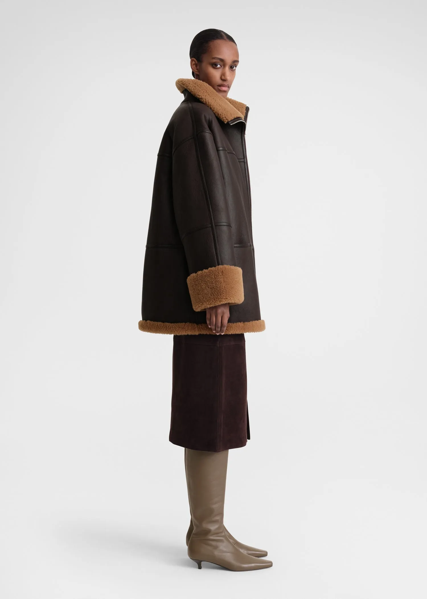 Signature shearling jacket chocolate