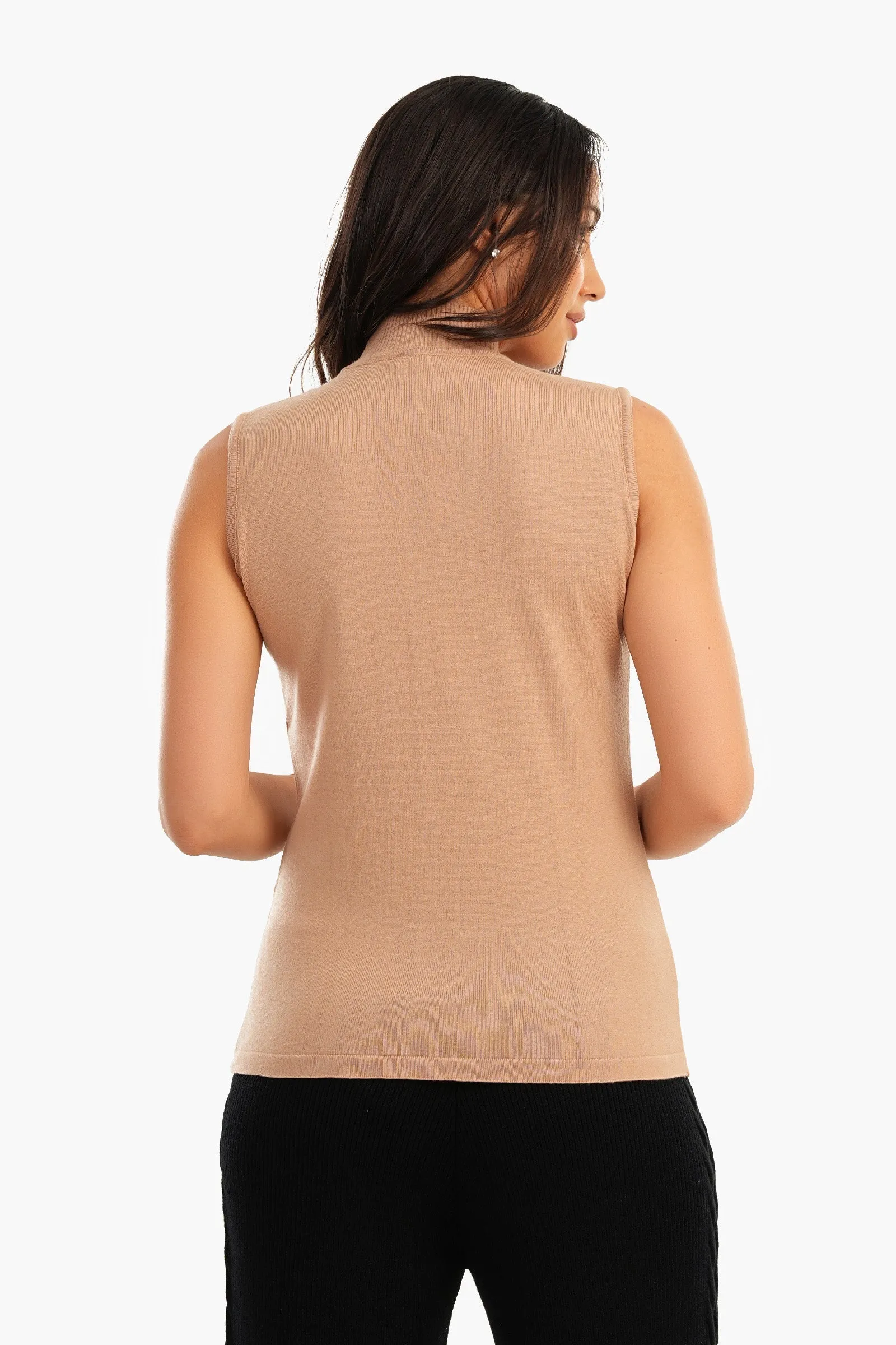 Sleeveless High Neck Pullover