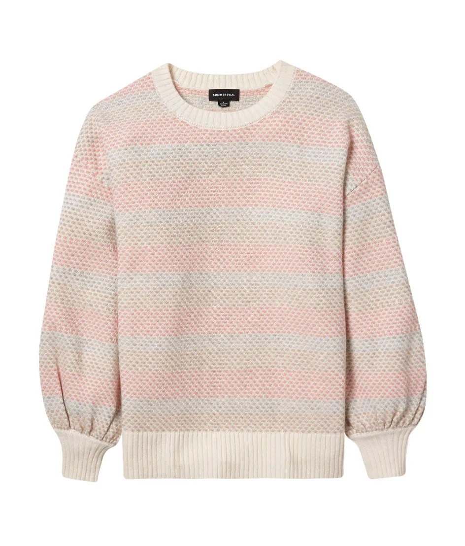 The Coziest Cashmere Blend Soft Stripe Sweater - Pastel Soft Stripe