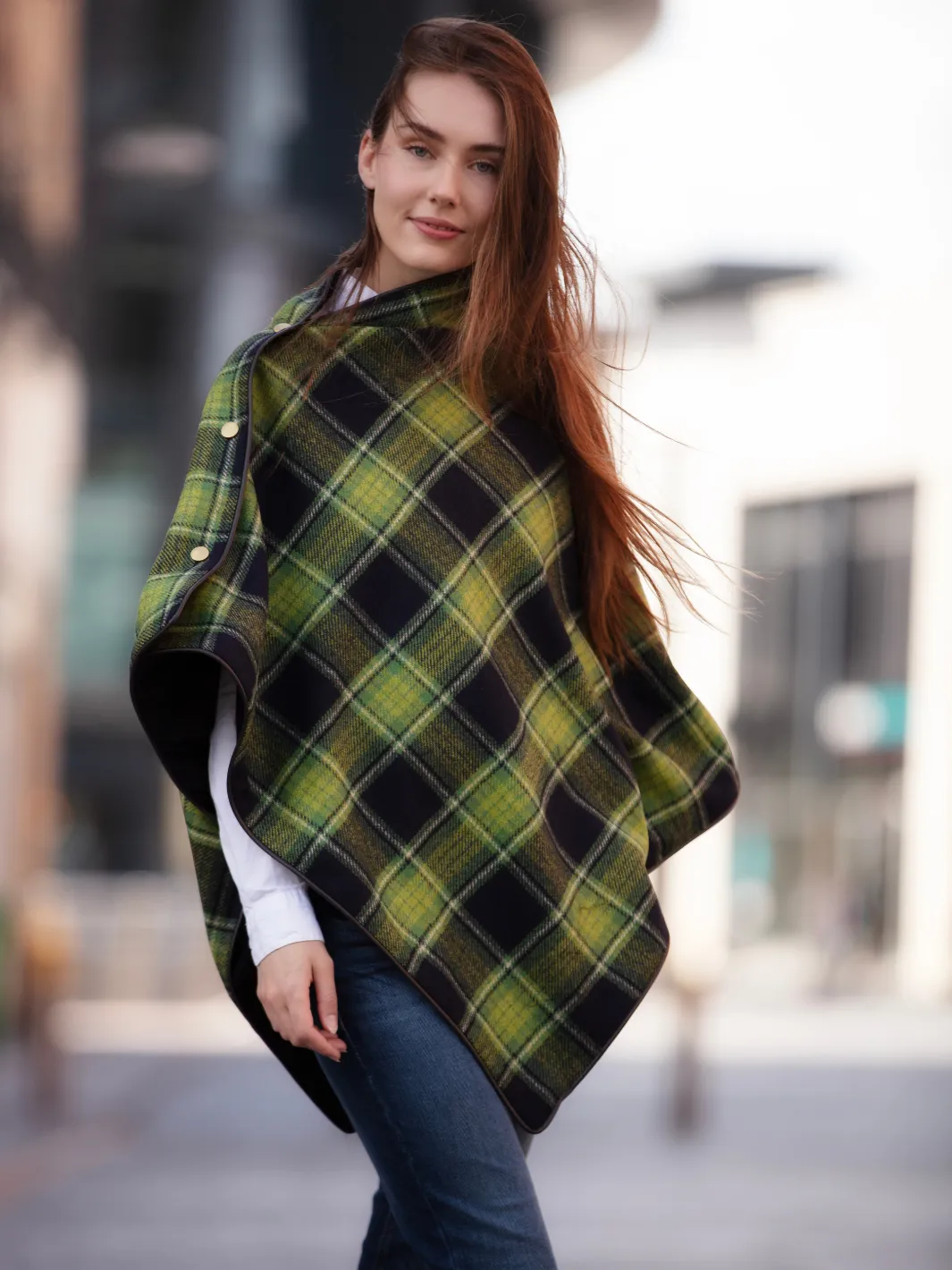 Tweed Shawl - Green Tartan