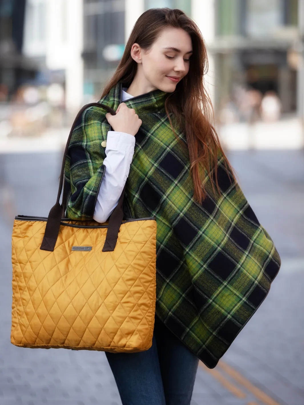 Tweed Shawl - Green Tartan