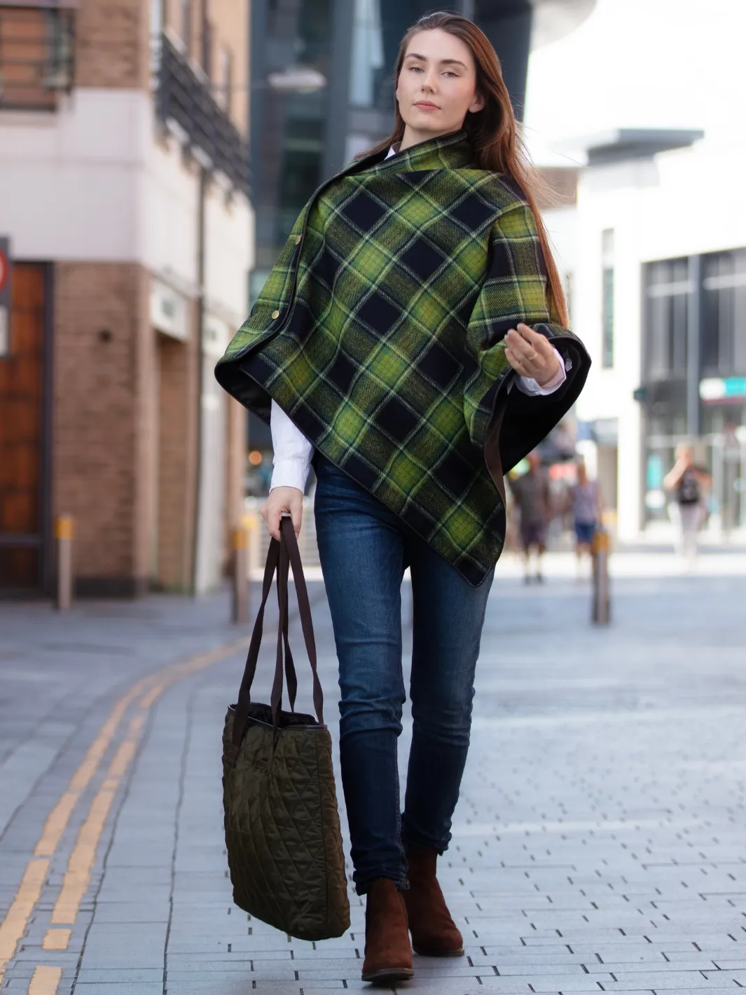 Tweed Shawl - Green Tartan