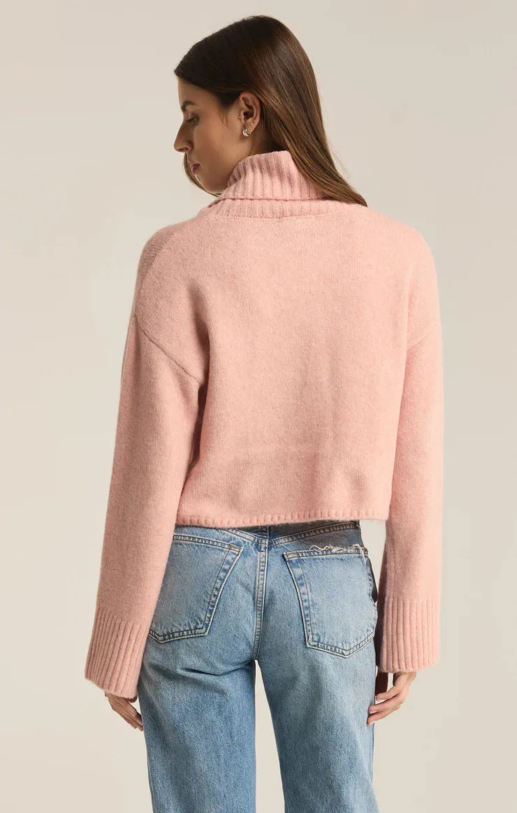 Ursa Turtleneck Sweater Top - Cashmere Pink