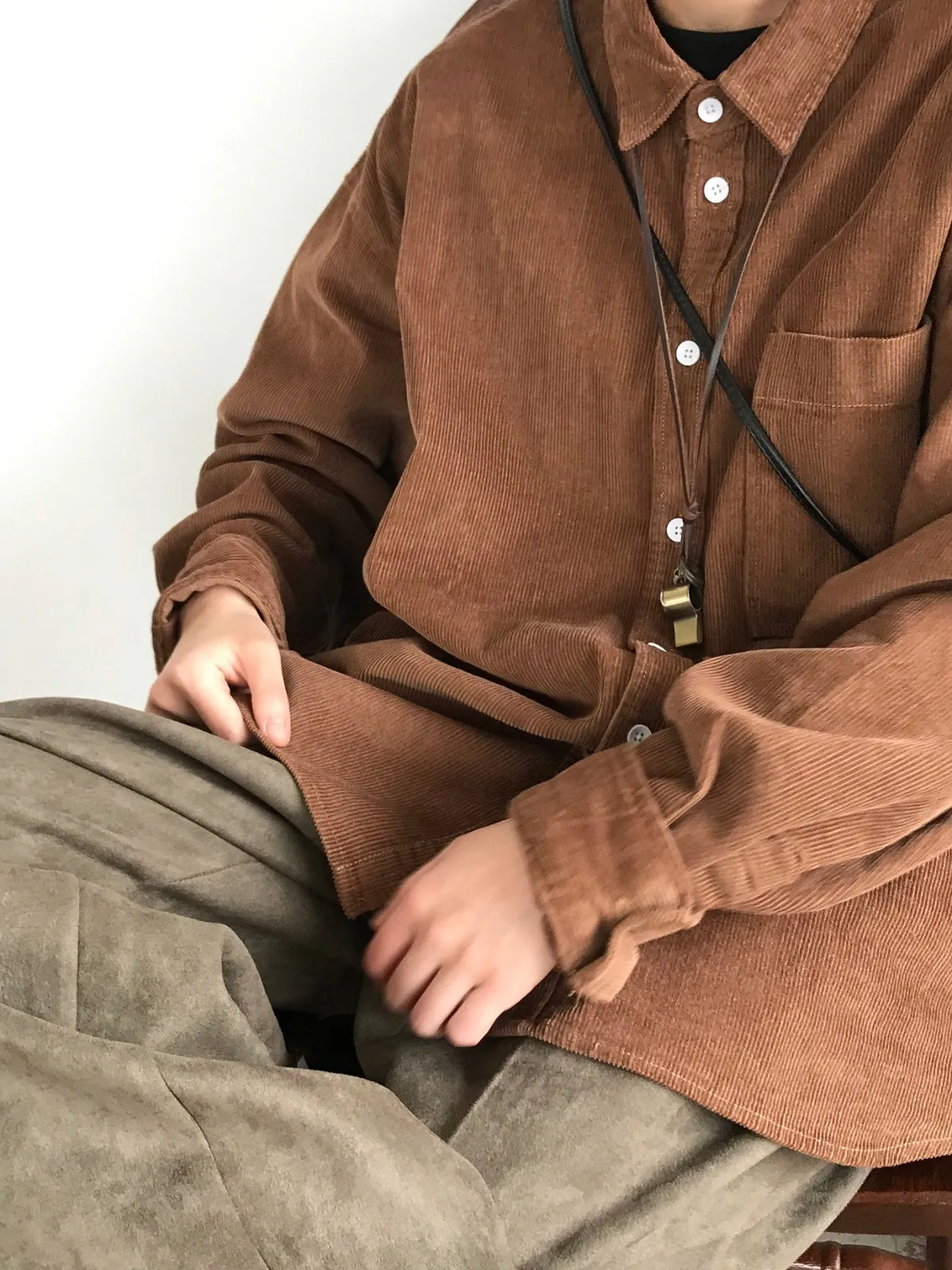 WLS Retro Corduroy Loose Warm Shirt