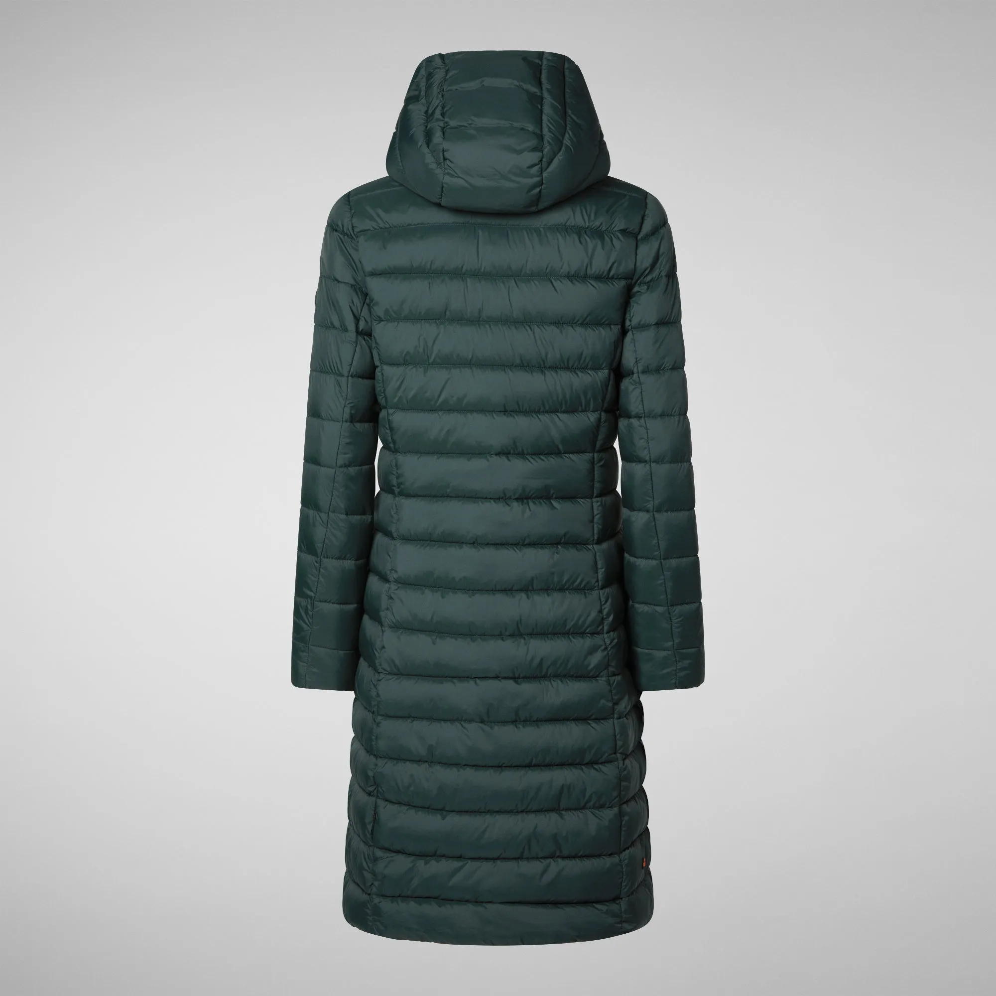 Woman's animal free hooded puffer jacket Eileen in green black