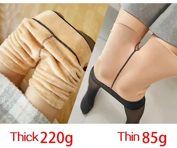 Women Fleece Leggings Sexy Translucent slim Pantyhose Elasticity Winter Warm Legging Thermal Tights Female Woman Pants