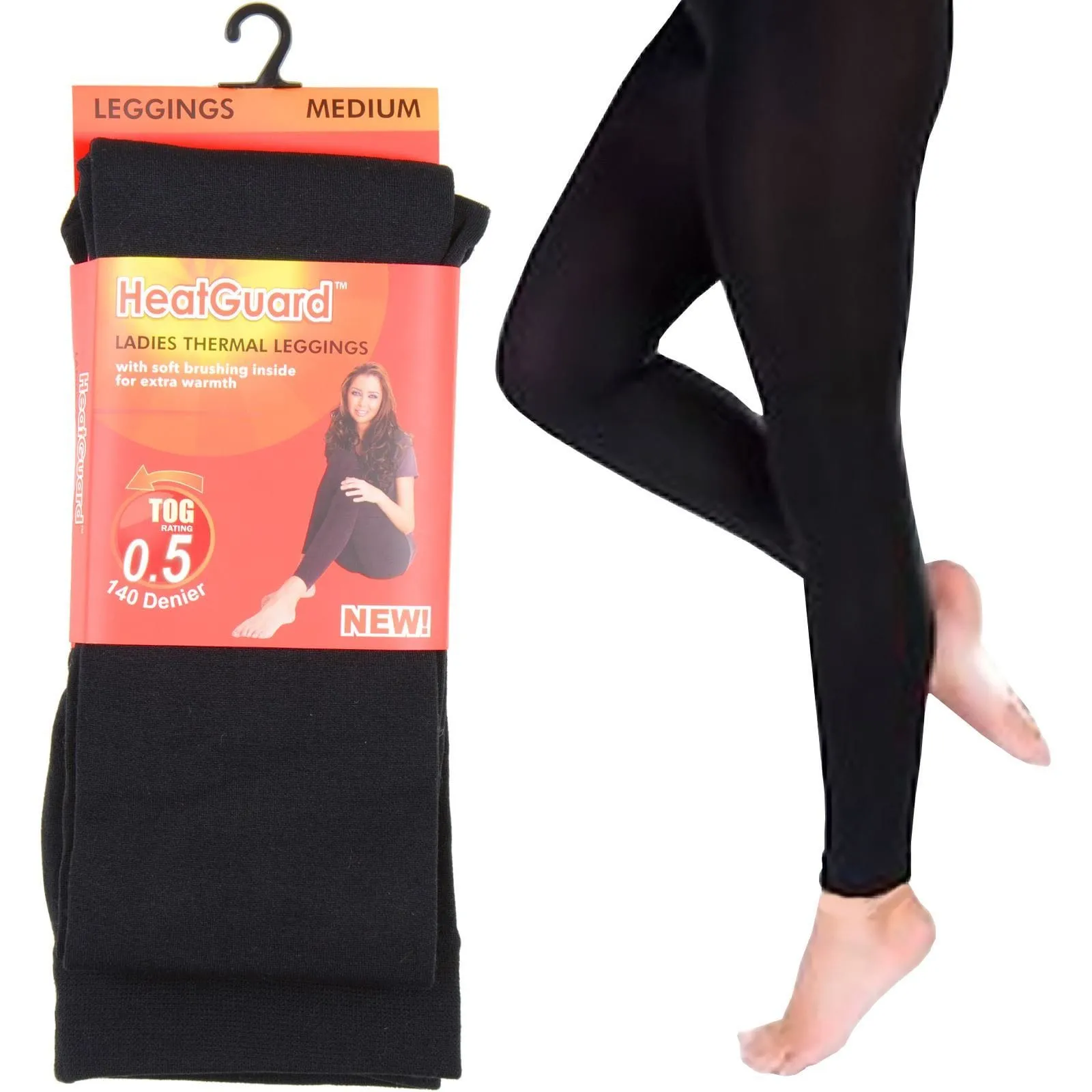 Womens HeatGuard Black Thermal Leggings 140 Denier Tog 0.5