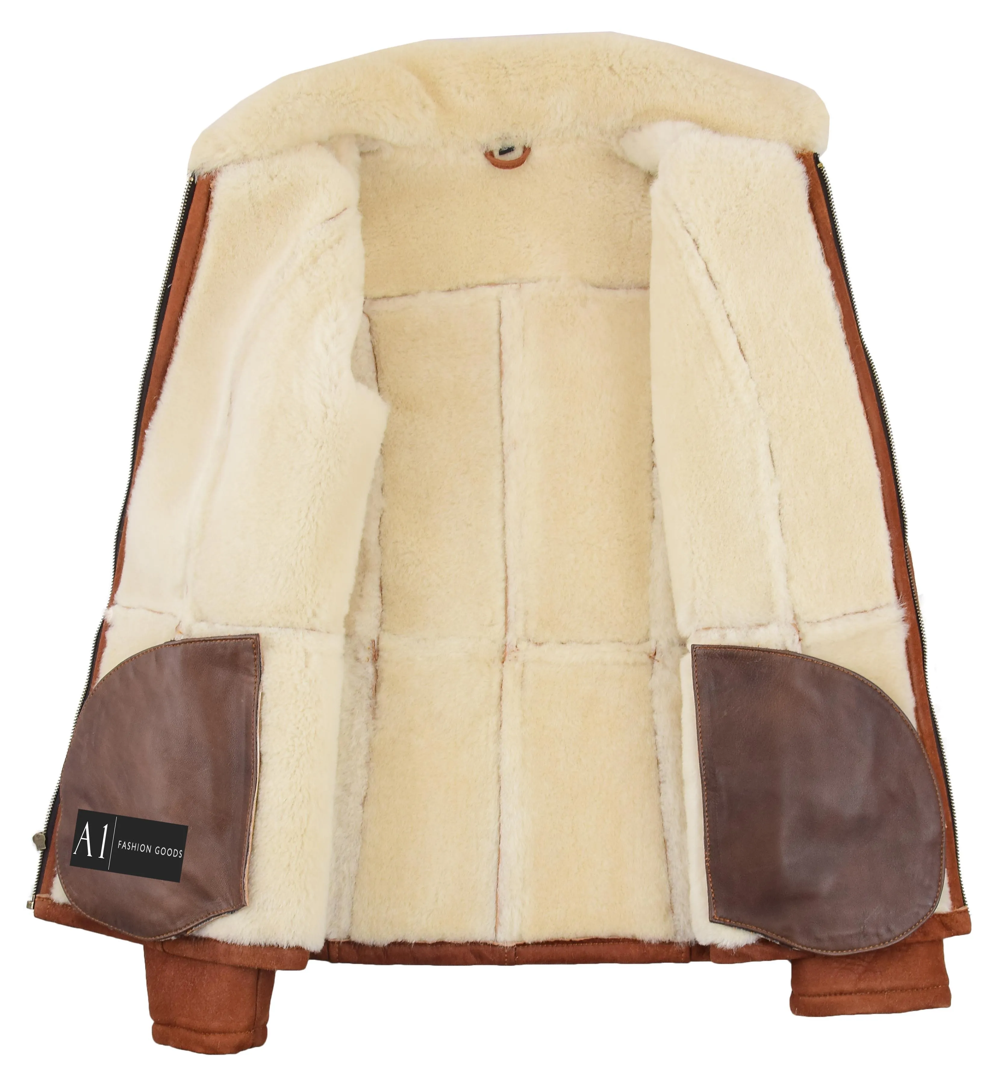 Womens Real Sheepskin Jacket Whiskey Merino Hip Length Shearling Coat Leona