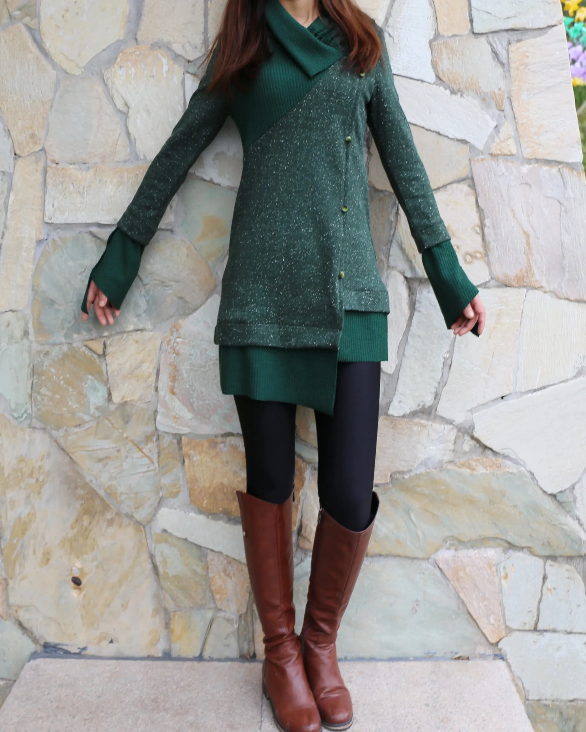 Women's sweater/ knit sweater tunic dress/plus size tunic dress/casual customized tunic top/pullover sweater(Y1673)